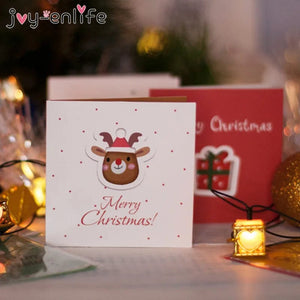 GeckoCustom 12pcs Merry Christmas Mini Greeting Cards Kids New year Gift Cards Natal Navidad 2024 Xmas Christmas Party Decorations Postcard