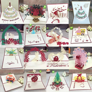 GeckoCustom 1pcs 3D Pop Up Greeting Cards With Envelope Laser Cut Post Card For Birthday Christmas Valentine' Day Party Wedding Decoration