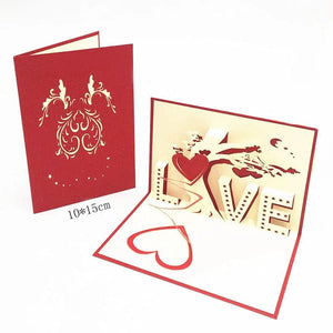 GeckoCustom 1pcs 3D Pop Up Greeting Cards With Envelope Laser Cut Post Card For Birthday Christmas Valentine' Day Party Wedding Decoration GD0006
