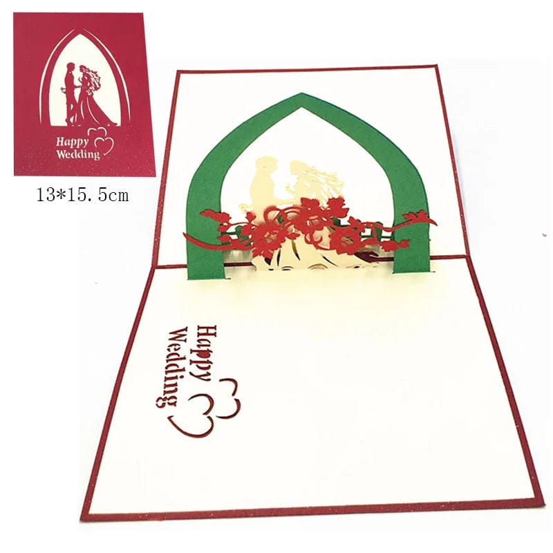 GeckoCustom 1pcs 3D Pop Up Greeting Cards With Envelope Laser Cut Post Card For Birthday Christmas Valentine' Day Party Wedding Decoration GD0012
