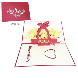 GeckoCustom 1pcs 3D Pop Up Greeting Cards With Envelope Laser Cut Post Card For Birthday Christmas Valentine' Day Party Wedding Decoration GD0007