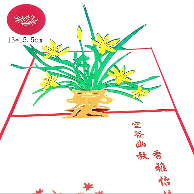 GeckoCustom 1pcs 3D Pop Up Greeting Cards With Envelope Laser Cut Post Card For Birthday Christmas Valentine' Day Party Wedding Decoration GD0013