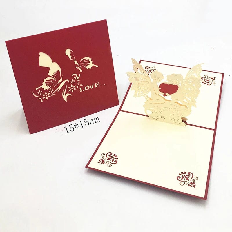 GeckoCustom 1pcs 3D Pop Up Greeting Cards With Envelope Laser Cut Post Card For Birthday Christmas Valentine' Day Party Wedding Decoration GD0024