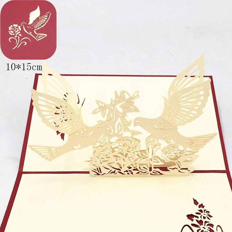 GeckoCustom 1pcs 3D Pop Up Greeting Cards With Envelope Laser Cut Post Card For Birthday Christmas Valentine' Day Party Wedding Decoration GD0058