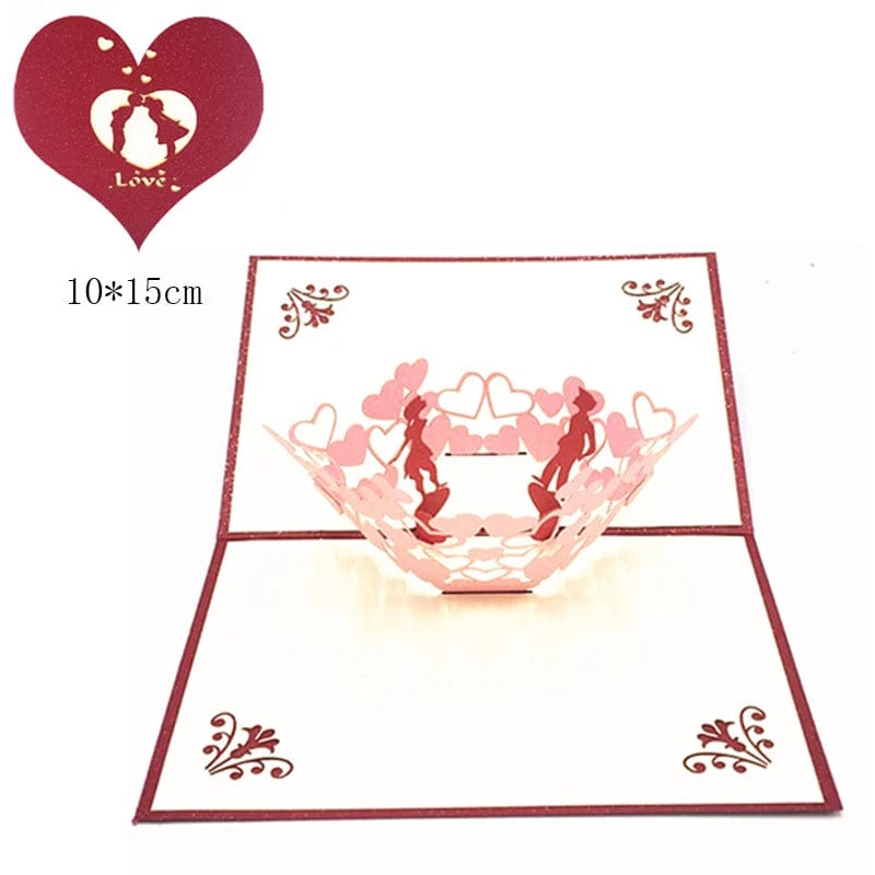 GeckoCustom 1pcs 3D Pop Up Greeting Cards With Envelope Laser Cut Post Card For Birthday Christmas Valentine' Day Party Wedding Decoration GD0051
