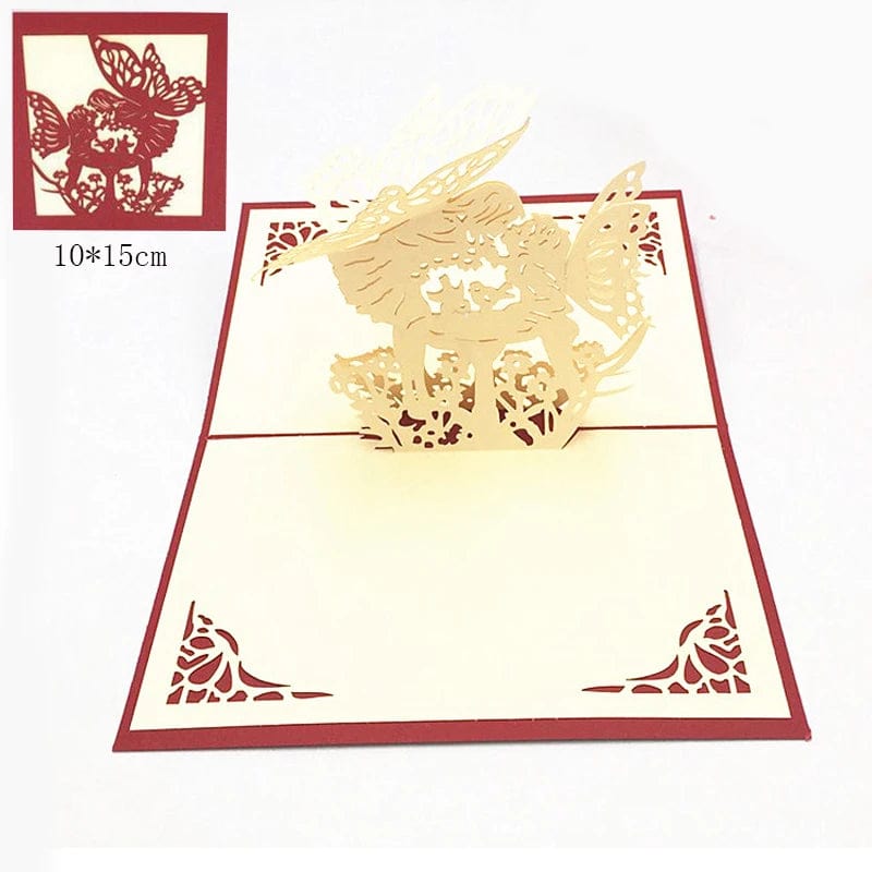 GeckoCustom 1pcs 3D Pop Up Greeting Cards With Envelope Laser Cut Post Card For Birthday Christmas Valentine' Day Party Wedding Decoration GD0023
