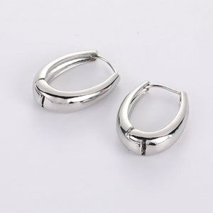 GeckoCustom 2021 New Classic Copper Alloy Smooth Metal Hoop Earrings For Woman Fashion Korean Jewelry Temperament Girl's Daily Wear earrings silver 3