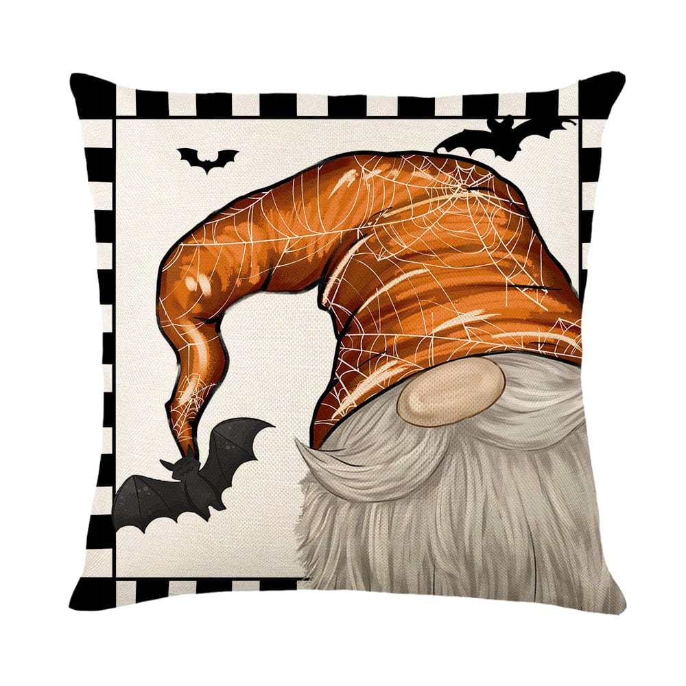 GeckoCustom 2023 Halloween Decoration Cushion Cover 18x18 Inches Linen Pillow Cover Cat Pumpkin Candy Print Pillowcases Couch Cushion Case