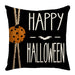 GeckoCustom 2023 Halloween Decoration Cushion Cover 18x18 Inches Linen Pillow Cover Cat Pumpkin Candy Print Pillowcases Couch Cushion Case 3 / 45x45cm