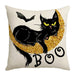 GeckoCustom 2023 Halloween Decoration Cushion Cover 18x18 Inches Linen Pillow Cover Cat Pumpkin Candy Print Pillowcases Couch Cushion Case 1 / 45x45cm