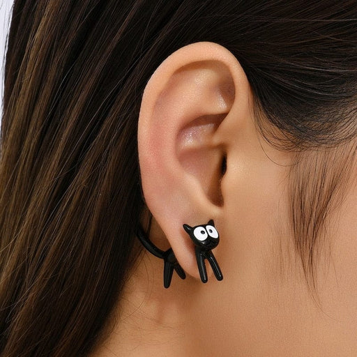 GeckoCustom 2023 New Funny Small Black Cat Earring for Women Girl Fashion Cute Animal Earrings Fashion Party Jewelry Gifts Wholesale