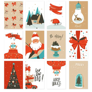 GeckoCustom 26pcs Merry Christmas Fold Small Greeting Cards with Envelopes Xmas Postcard Navidad New Year 2025 DIY Gift Card Decoration Noel