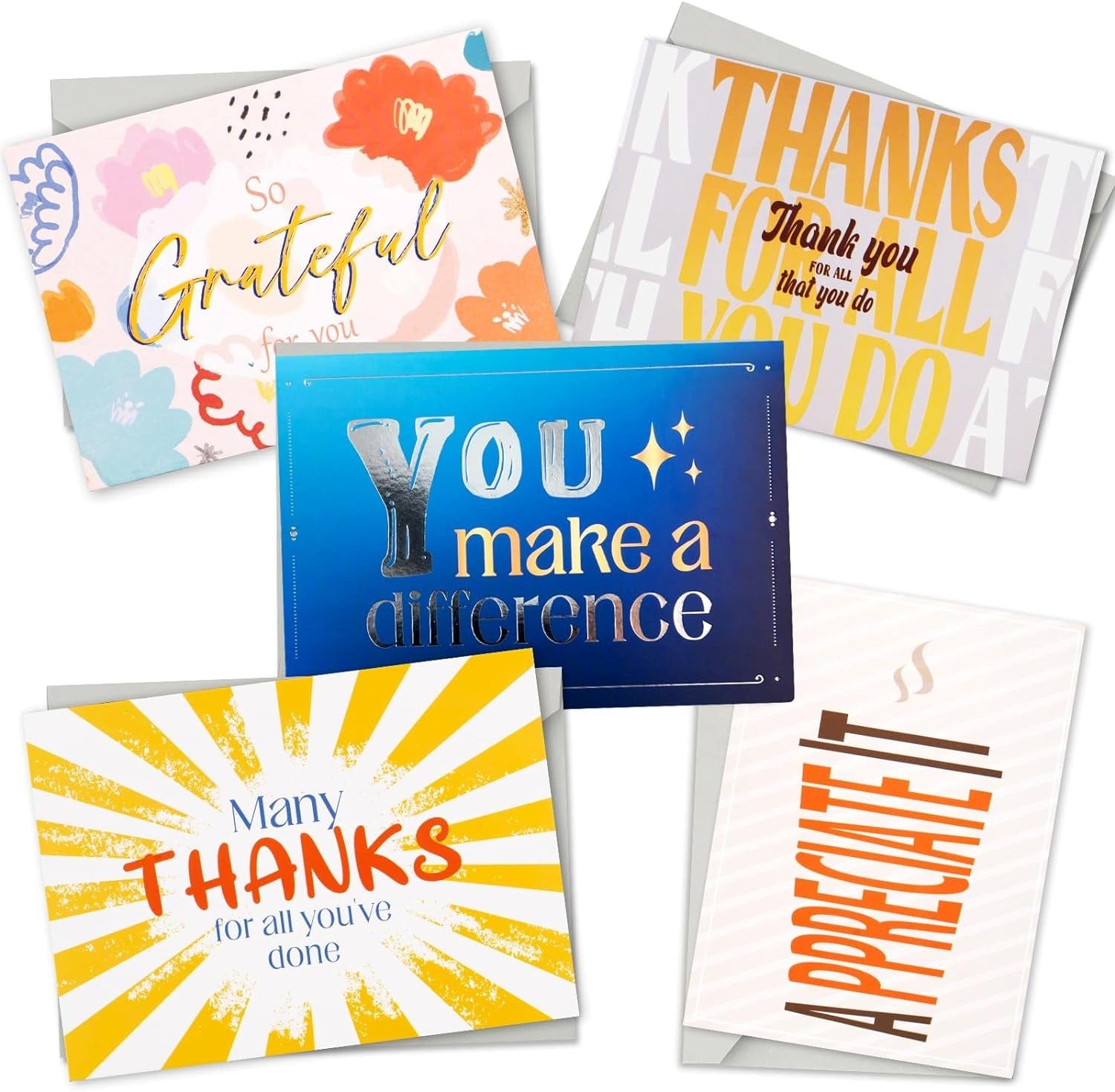 GeckoCustom 30 Teacher Appreciation Cards Bulk with Envelopes - Teacher Thank You Cards 300GSM Blank Greeting Cards for Teachers, Employees, Nurse, Volunteers and Doctor 30 Appreciation Card