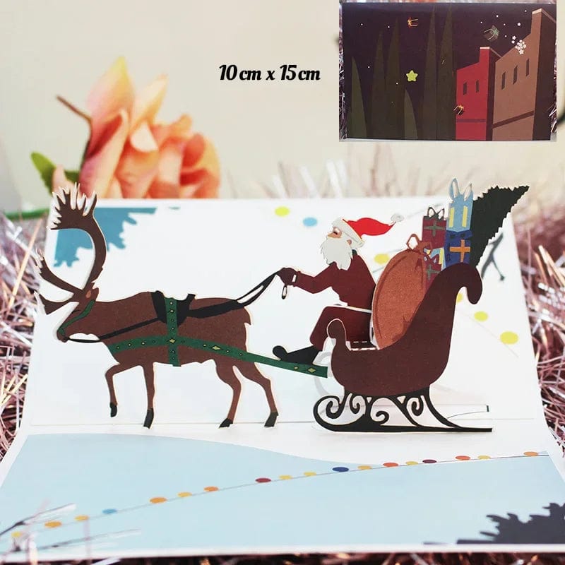 GeckoCustom 3D Pop UP Christmas Cards Santa Greeting Invitations Card Party Children Gifts New Year Thank You Card Anniversary Gift Postcard Santa