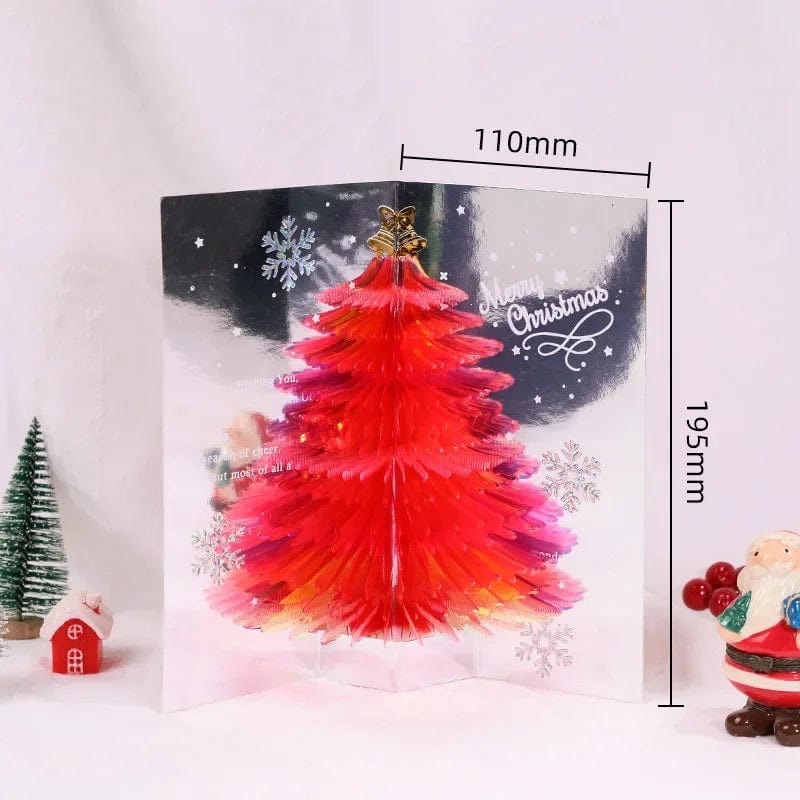 GeckoCustom 3D Pop UP Christmas Cards Santa Greeting Invitations Card Party Children Gifts New Year Thank You Card Anniversary Gift Postcard Xmas tree-red