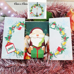 GeckoCustom 3D Pop UP Christmas Cards Santa Greeting Invitations Card Party Children Gifts New Year Thank You Card Anniversary Gift Postcard Christmas gift