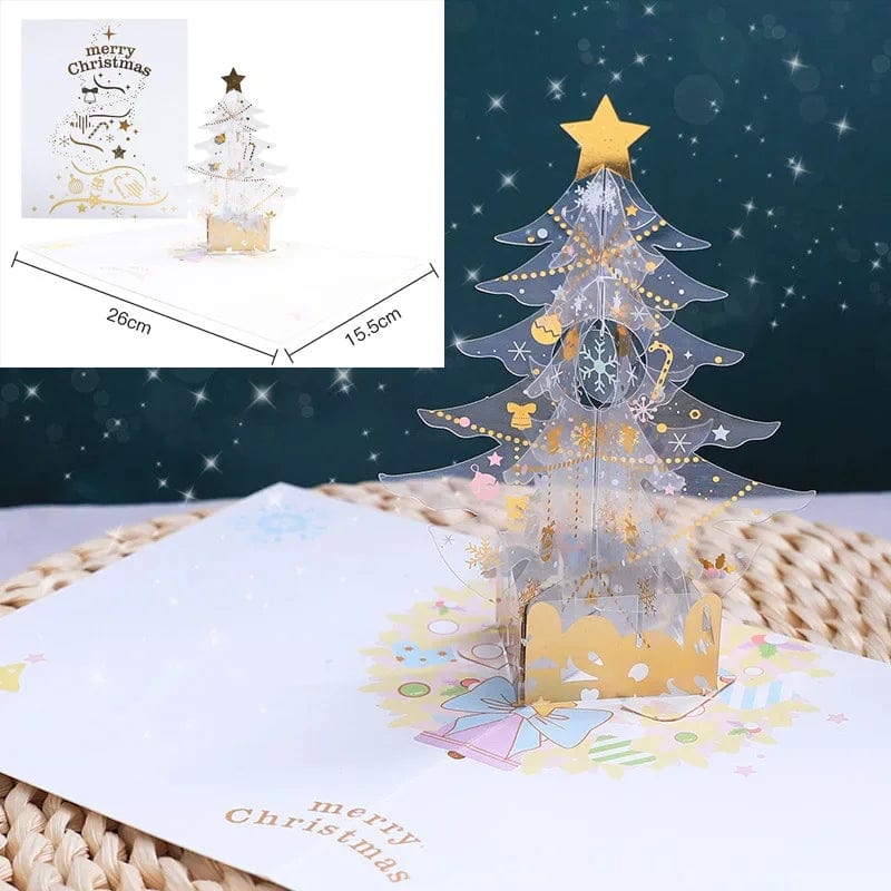 GeckoCustom 3D Pop UP Christmas Cards Santa Greeting Invitations Card Party Children Gifts New Year Thank You Card Anniversary Gift Postcard PVC Xmas tree