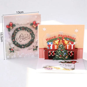 GeckoCustom 3D Pop UP Christmas Cards Santa Greeting Invitations Card Party Children Gifts New Year Thank You Card Anniversary Gift Postcard Xmas tree