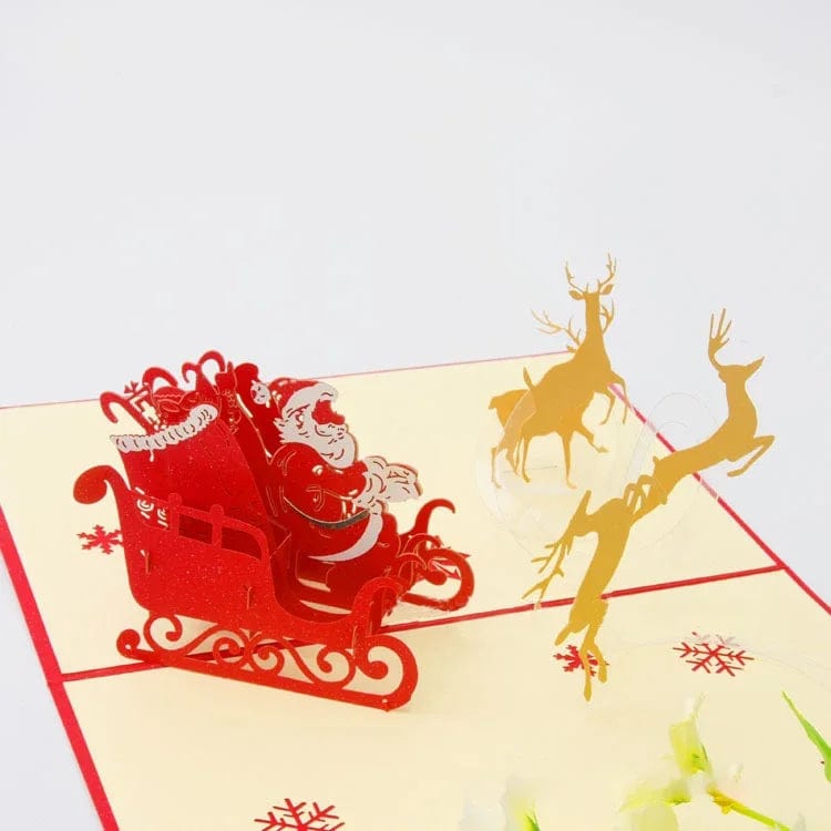 GeckoCustom 3D Pop UP Christmas Cards Santa Greeting Invitations Card Party Children Gifts New Year Thank You Card Anniversary Gift Postcard Christmas deer