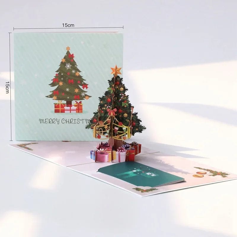 GeckoCustom 3D Pop UP Christmas Cards Santa Greeting Invitations Card Party Children Gifts New Year Thank You Card Anniversary Gift Postcard xmas tree