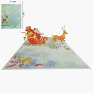 GeckoCustom 3D Pop UP Christmas Cards Santa Greeting Invitations Card Party Children Gifts New Year Thank You Card Anniversary Gift Postcard Santa and deers-1