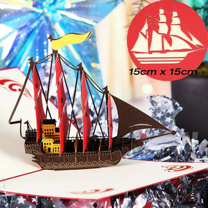 GeckoCustom 3D Pop UP Greeting Cards For Gifts sailboat 3
