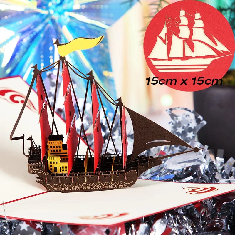 GeckoCustom 3D Pop UP Greeting Cards For Gifts sailboat 3