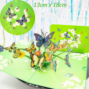 GeckoCustom 3D Pop UP Happy Birthday Greeting Invitation Cards Laser Cut Boy Girl Kids Gift Card Thank You Cards Vehicle Miniatures Postcard flying butterflies