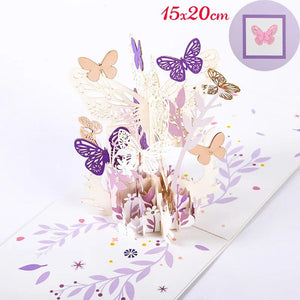 GeckoCustom 3D Pop UP Happy Birthday Greeting Invitation Cards Laser Cut Boy Girl Kids Gift Card Thank You Cards Vehicle Miniatures Postcard creative butterfly