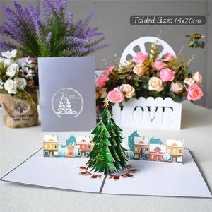 GeckoCustom 3D Pop UP Santa Cards Marry Christmas Greeting Cards Party Invitations Gifts New Year Greeting Card Anniversary Gifts Postcard