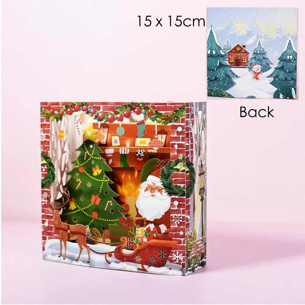 GeckoCustom 3D Pop UP Santa Cards Marry Christmas Greeting Cards Party Invitations Gifts New Year Greeting Card Anniversary Gifts Postcard Santa Claus