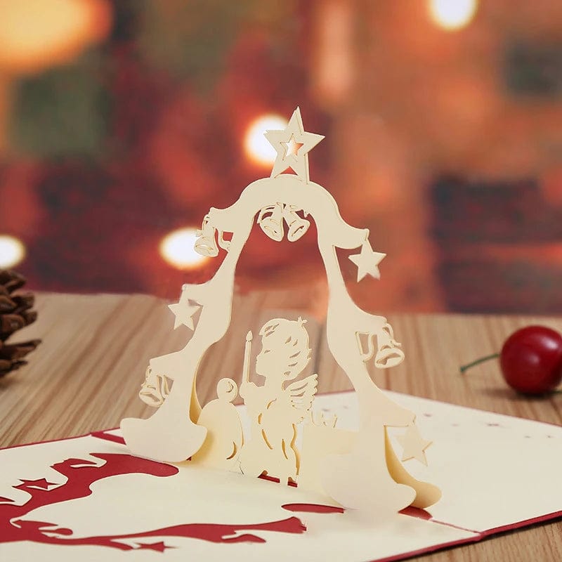 GeckoCustom 3D Pop UP Santa Cards Marry Christmas Greeting Cards Party Invitations Gifts New Year Greeting Card Anniversary Gifts Postcard praying boy