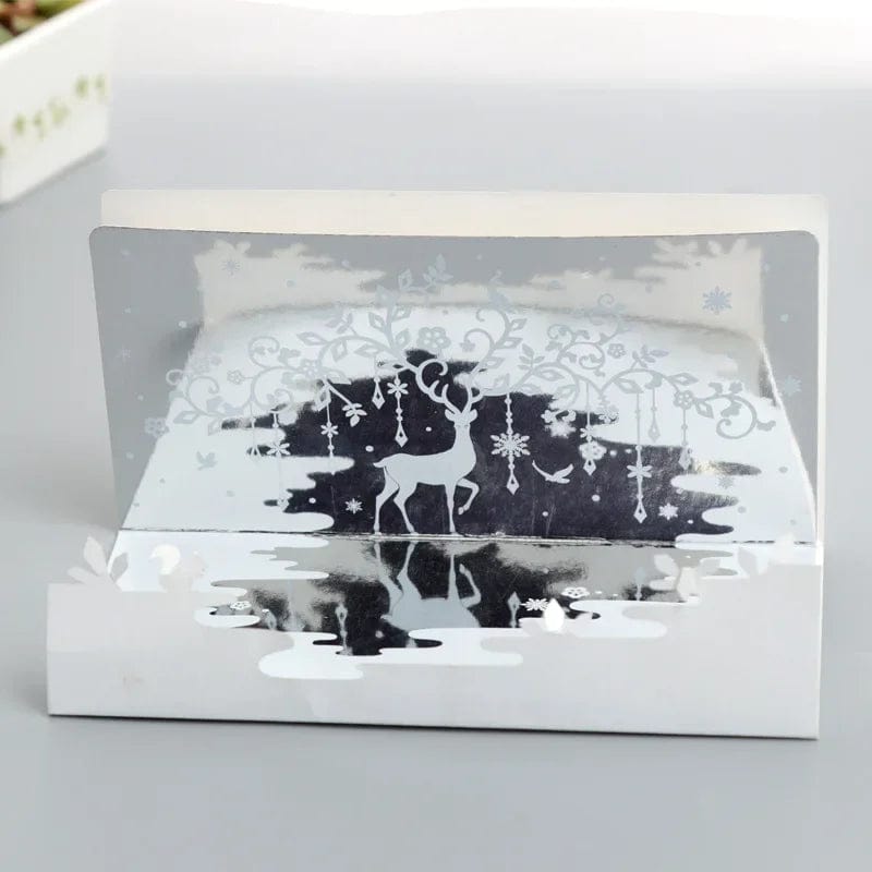 GeckoCustom 3D Pop UP Santa Cards Marry Christmas Greeting Cards Party Invitations Gifts New Year Greeting Card Anniversary Gifts Postcard mirror card-reindeer