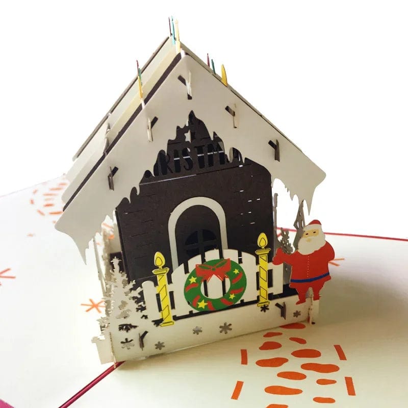 GeckoCustom 3D Pop UP Santa Cards Marry Christmas Greeting Cards Party Invitations Gifts New Year Greeting Card Anniversary Gifts Postcard Christmas house