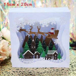 GeckoCustom 3D Pop UP Santa Cards Marry Christmas Greeting Cards Party Invitations Gifts New Year Greeting Card Anniversary Gifts Postcard Christmas Eve