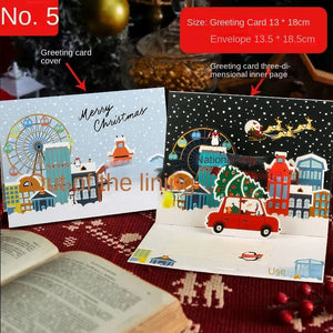 GeckoCustom 3D Santa Greeting Cards Folding Merry Christmas Best Wishes Card Xmas Gift for New Year Blessing Thank You Postcard Decoration NO.5