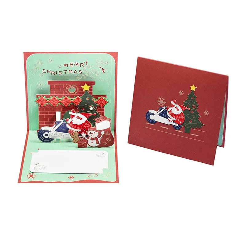GeckoCustom 3D Santa Greeting Cards Folding Merry Christmas Best Wishes Card Xmas Gift for New Year Blessing Thank You Postcard Decoration E1