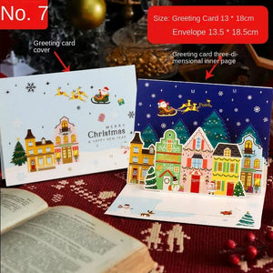 GeckoCustom 3D Santa Greeting Cards Folding Merry Christmas Best Wishes Card Xmas Gift for New Year Blessing Thank You Postcard Decoration NO.7