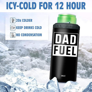 GeckoCustom 4-In-1 Dad Tumbler Gifts for Dad from Daughter Son - 12Oz Dad Fuel Can Cooler Tumblers Travel Mug Cup - Stainless Steel Insulated Cans Coozie Christmas, Birthday, Father'S Day Gift for Daddy