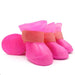 GeckoCustom 4Pcs Pet WaterProof Rainshoe Anti-slip Rubber Boot For Small Medium Large Dogs Cats Outdoor Shoe Dog Ankle Boots Pet Accessories pink / S