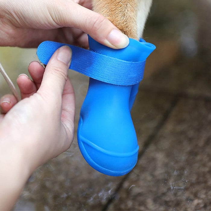GeckoCustom 4Pcs Pet WaterProof Rainshoe Anti-slip Rubber Boot For Small Medium Large Dogs Cats Outdoor Shoe Dog Ankle Boots Pet Accessories