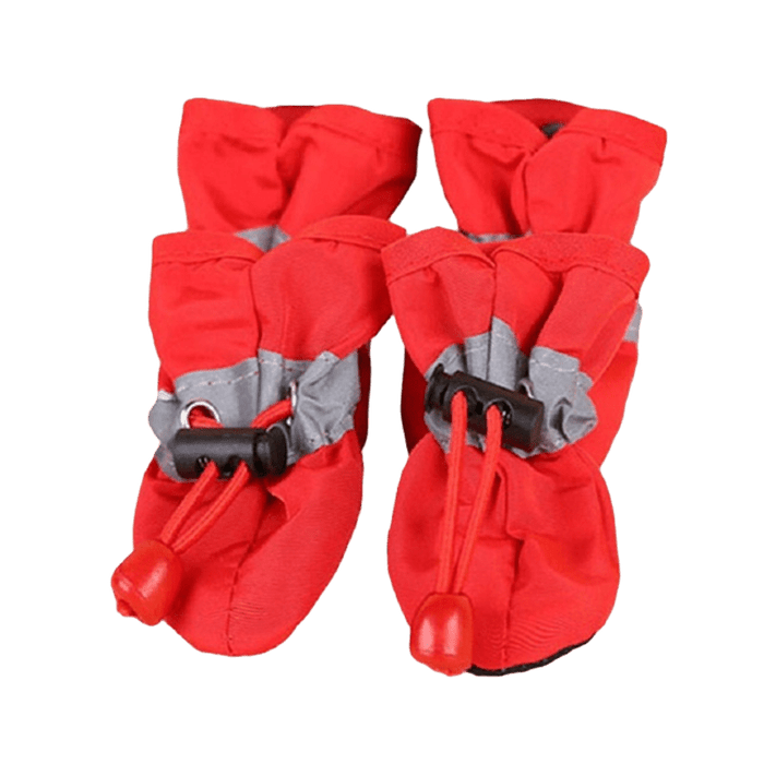 GeckoCustom 4pcs/set Waterproof Pet Dog Shoes Chihuahua Anti-slip Rain Boots Footwear For Small Cats Dogs Puppy Dog Pet Booties Red / XS / China