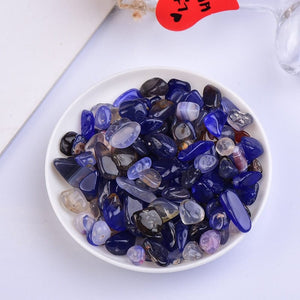 GeckoCustom 50/100g Natural Crystal Amethyst Agate Irregular Mineral Healing Stone Gravel Specimen Suitable For Aquarium Home Decor Crafts blue agate / 100g