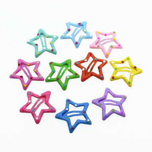 GeckoCustom 5Pcs/set Cute Colorful Dog Hairpin matte Stars Dots ran
