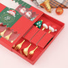GeckoCustom 6/4/2PCS Christmas Gift Glod Spoon Fork Set Elk Christmas Tree Decoration Dessert Scoop Fruit Fork Coffee Spoon Cutlery Set