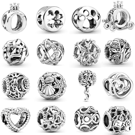 GeckoCustom 925 Sterling Silver Openwork Paw Print Infinity Charm Bead Fit Original Pandora Bracelet Necklace Jewelry Gift For Women