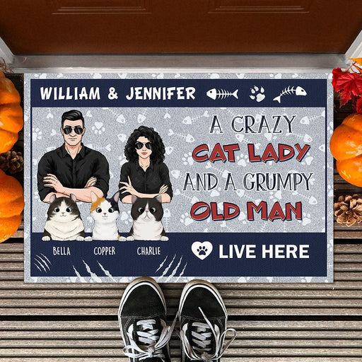 GeckoCustom A Cat Lady And An Old Man Doormat Personalized Gift N304 889716