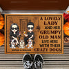 GeckoCustom A Lovely Lady And A Grumpy Old Man Live Here For Dog Lovers Doormat Personalized Gift DA199 890208