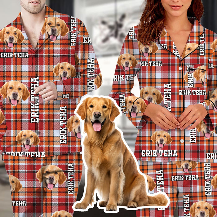 Custom Photo Name Dog Cat Flannel Pajamas K228 888737 — GeckoCustom