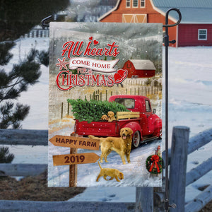 GeckoCustom All Hearts Come Home For Christmas Farmer Garden Flag, Personalized Christmas Gift, Farmer Gift, HN590